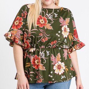 🎀Strap Neckline W Elastic Waistband Floral Top🎀